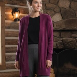 Croft & Barrow $54 2X Purple Black Heather Open Front Long Sleeve Knit Cardigan‎